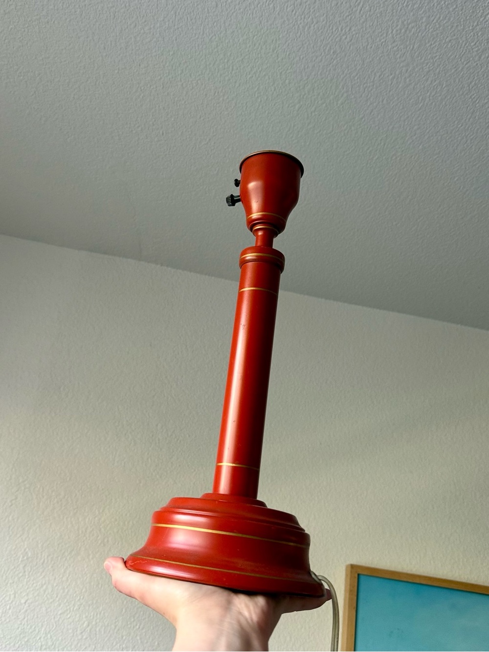 Red Table Lamp Base - Unbranded Classic Pedestal Design
